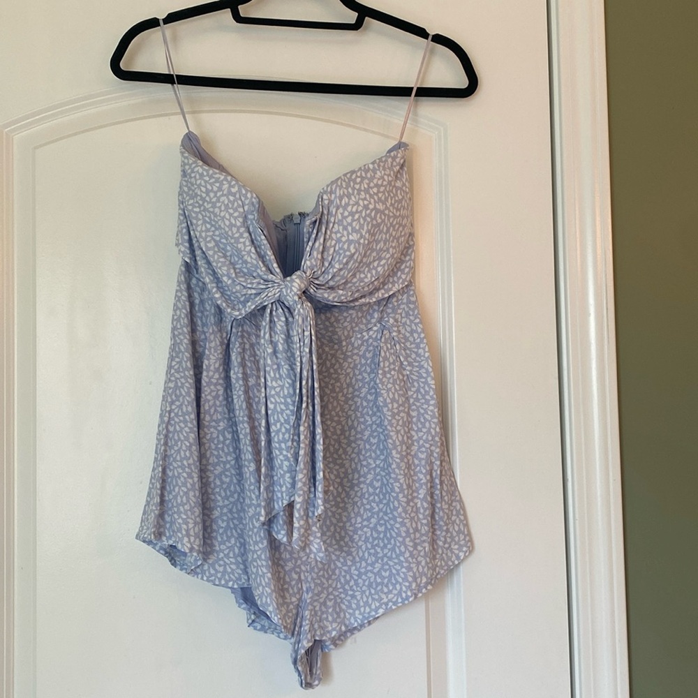 Light blue strapless romper
